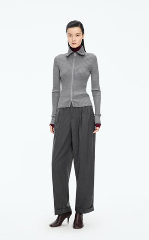 Sweater / JNBY Fitted Wool Blend Cropped Cardigan grey