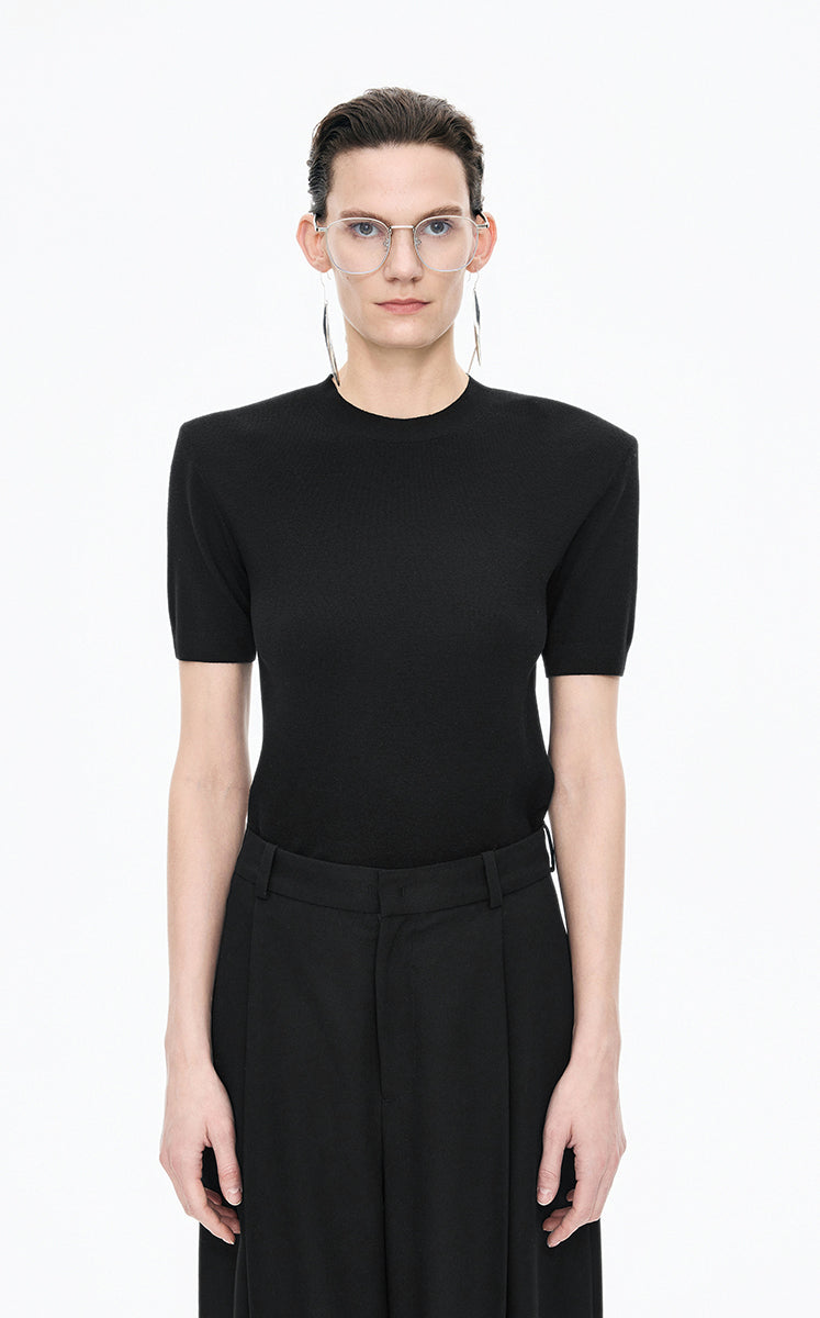 Sweater / JNBY Wool Stretch Short Sleeve Pullover