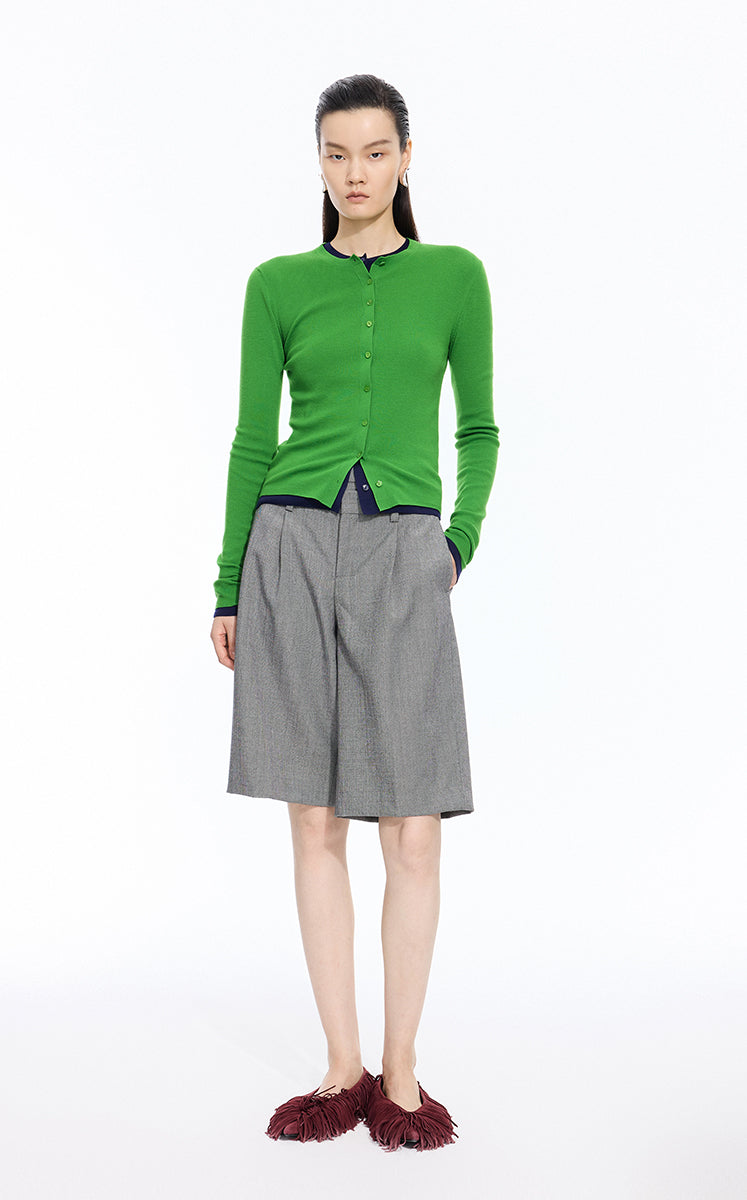 Sweater / JNBY Slim Wool Stretch Cardigan Green