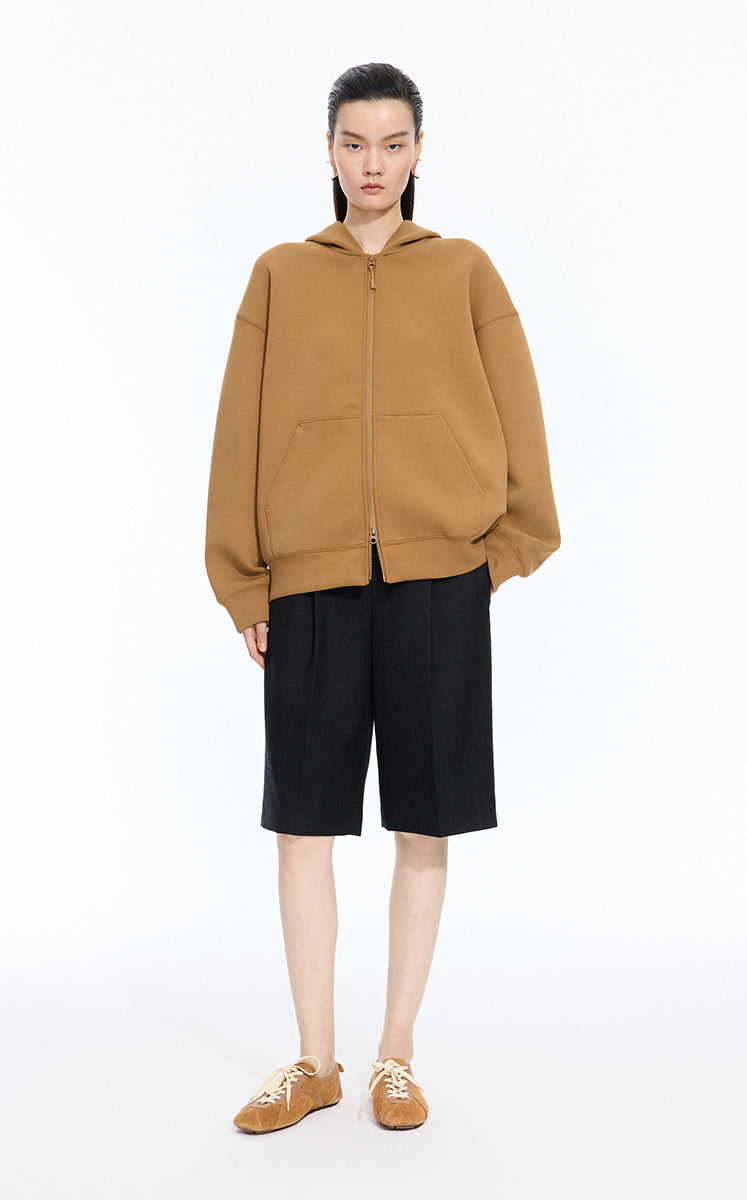 Sweatshirt / JNBY Oversized Cotton-Blend Zip-Up Hoodie Khaki