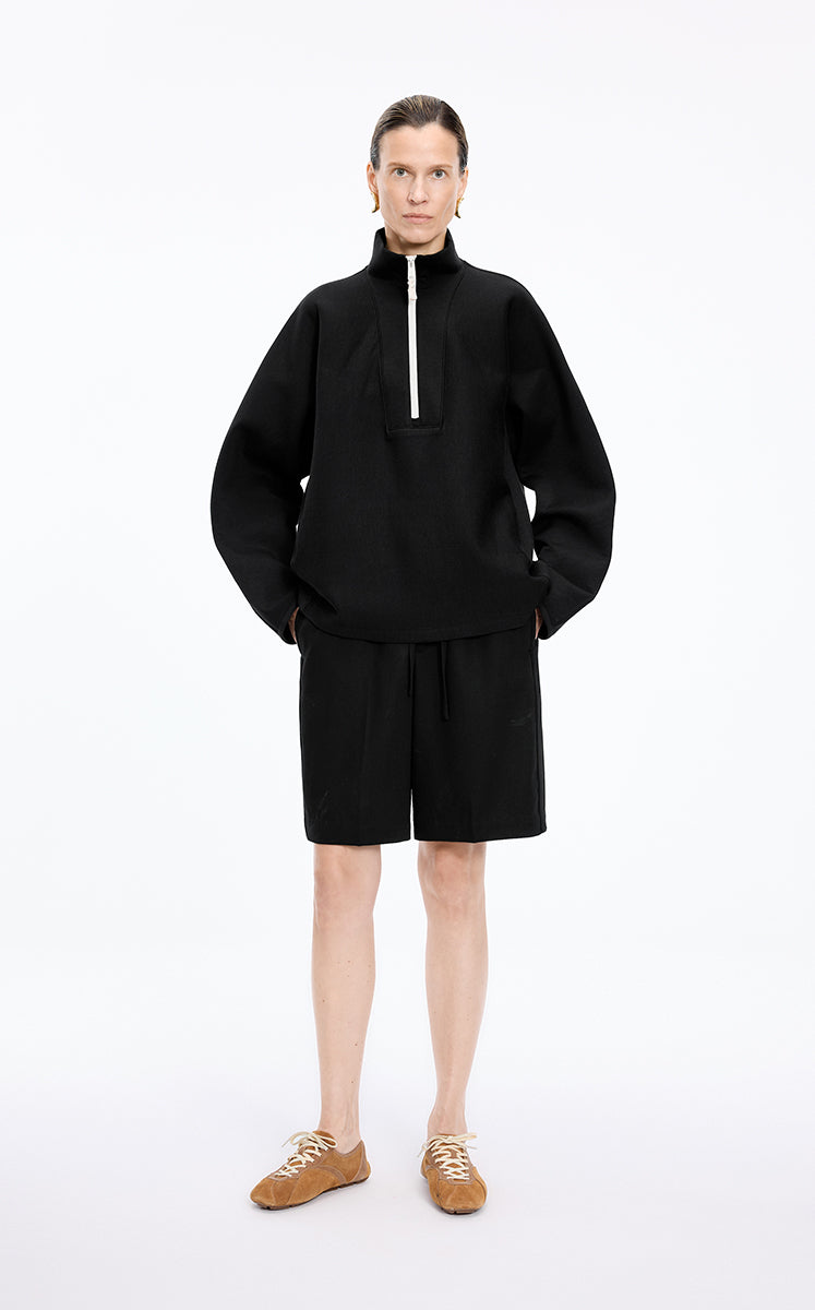 Sweatshirt / JNBY Half-Zip Stand Collar Pullover Black