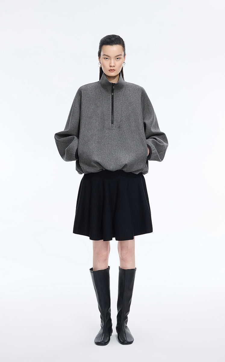 Sweatshirt / JNBY Half-Zip Stand Collar Pullover Grey