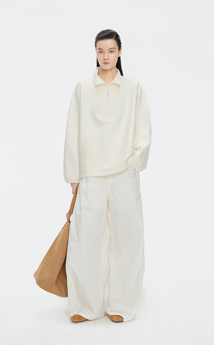 Sweatshirt / JNBY Half-Zip Stand Collar Pullover White