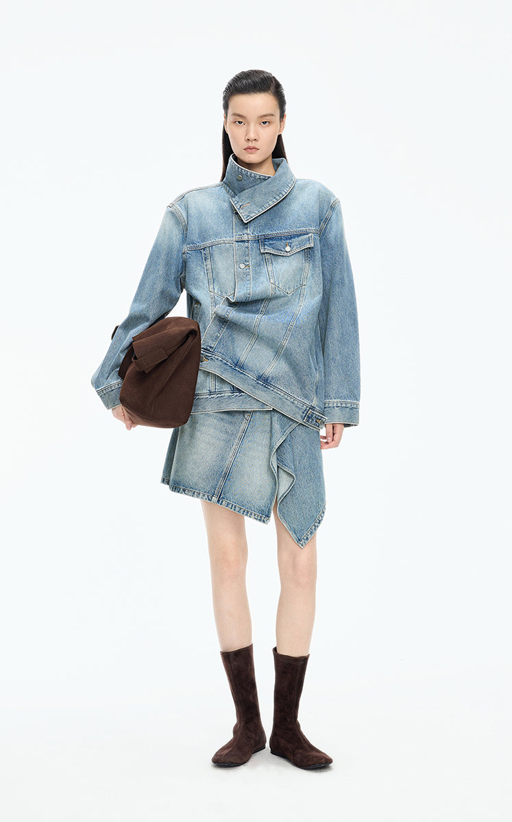 Jacket / JNBY Oversized Asymmetric Cut Denim Jacket Blue