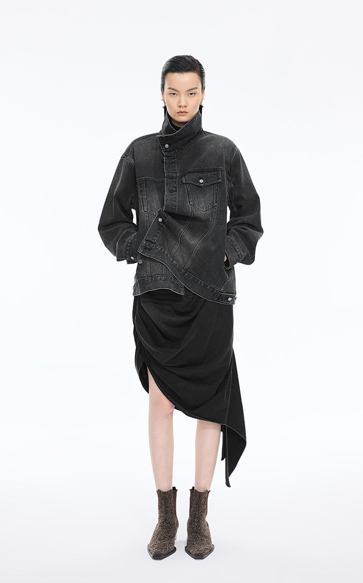 Jacket / JNBY Oversized Asymmetric Cut Denim Jacket Black