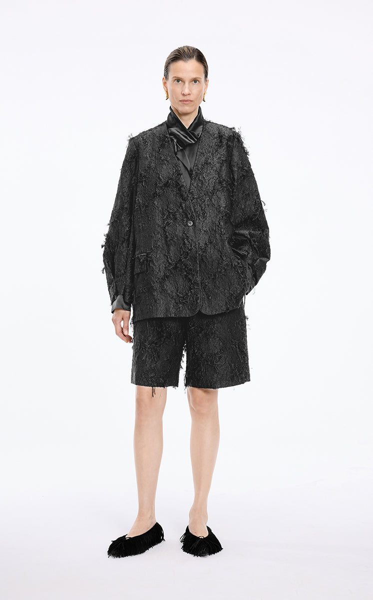 Blazer / JNBY Oversized 3D Jacquard Collarless Blazer Black