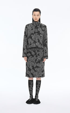 Skirt / JNBY Printed Wool-Blend Midi Skirt Black