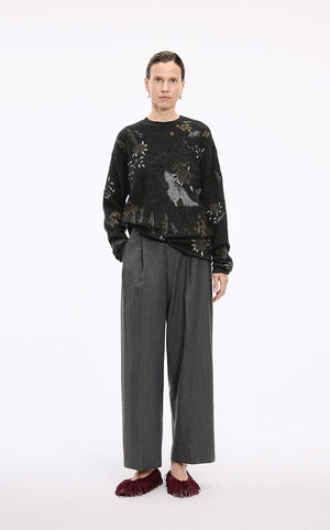 Sweater / JNBY Botanical Motif Mohair Blend Pullover black