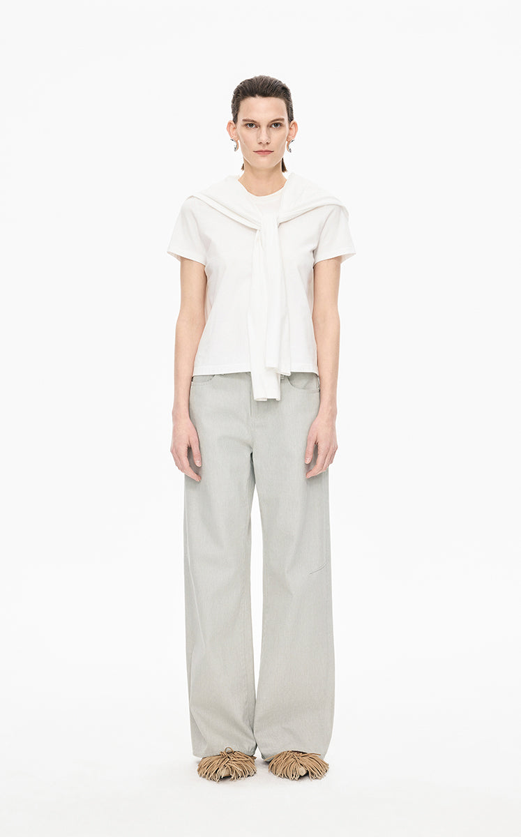 Pants / JNBY Coated Straight-Leg Extra-Long Jeans