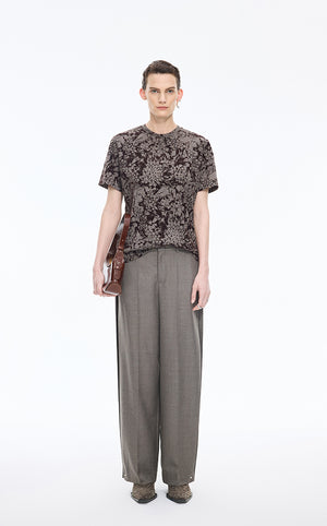 Pants / JNBY Wool Jacquard Straight Trousers Grey-Brown