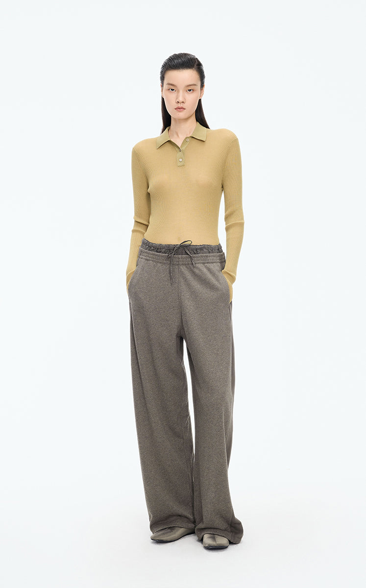 Pants / JNBY Topstitched Banana Cut Cotton Pants