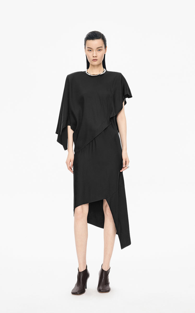 Dress / JNBY T-Silhouette Cupro Wrap Dress Black