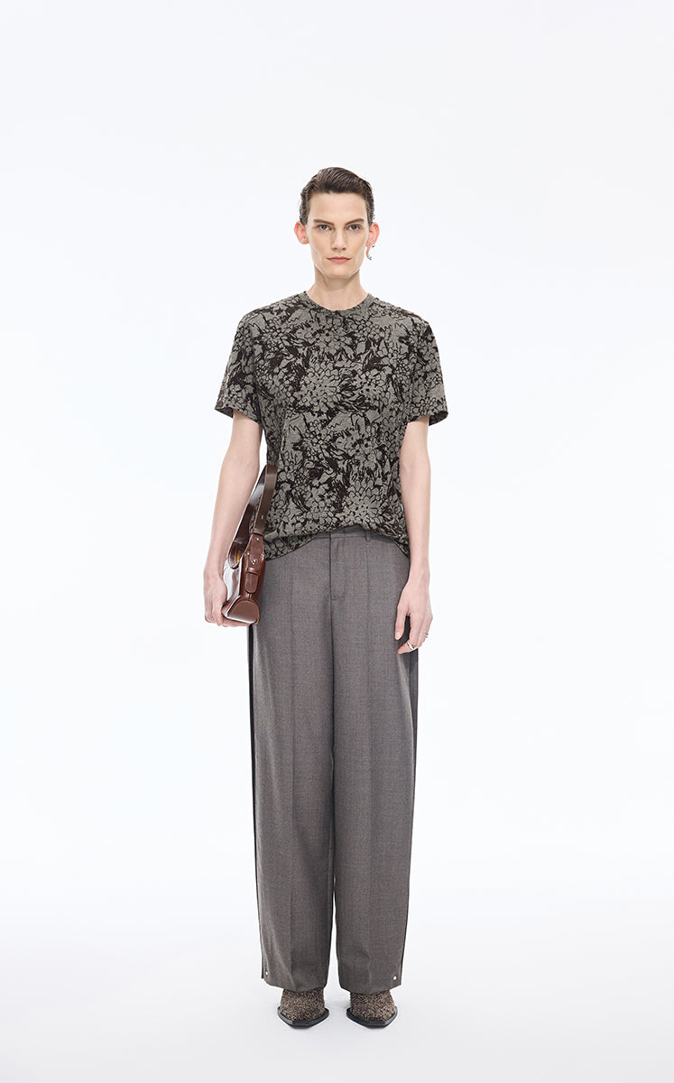 T-Shirt / JNBY Floral Wool-Blend Loose Tee