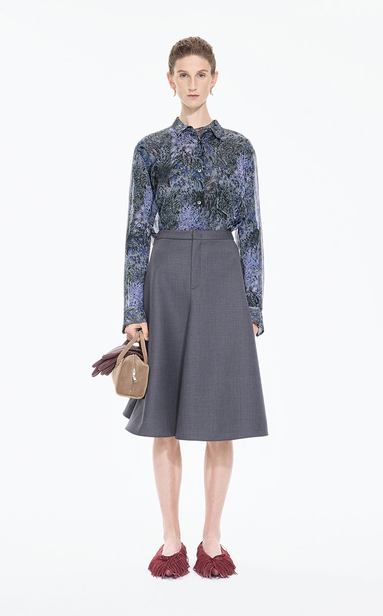 Shirt / JNBY Silk Botanical Print Shirt Purple-Grey