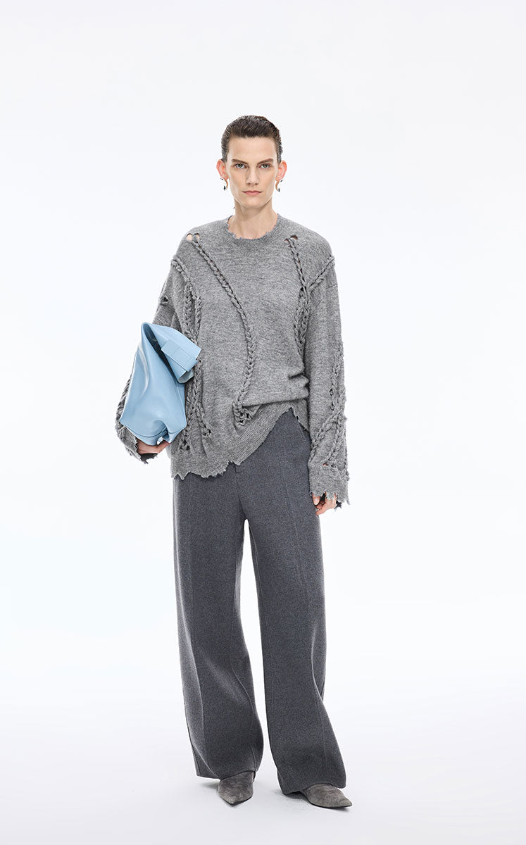 Sweater / JNBY Textured Wool Blend Pullover Grey