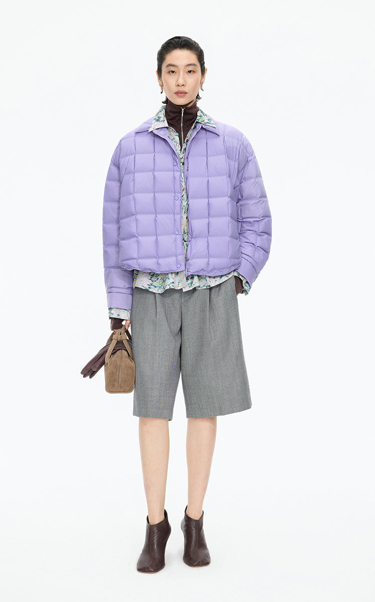 Down Coat / JNBY Oversized Short Goose Down Coat Violet