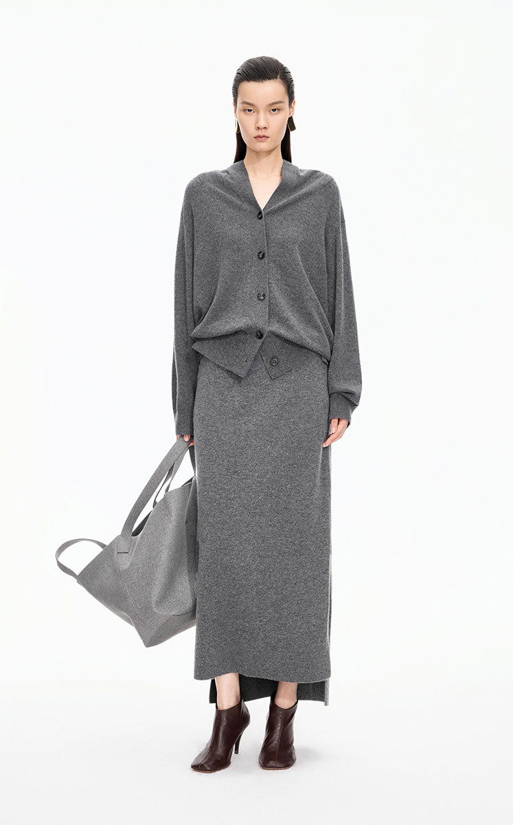 Sweater / JNBY Wool Cashmere Blend Longline Cardigan Grey