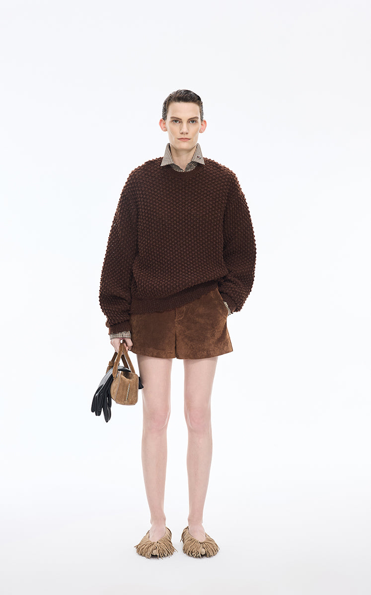 Shorts / JNBY A-Line Shearling Leather Shorts Brown