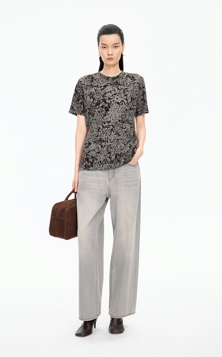Pants / JNBY Tapered Washed Black Denim Trousers