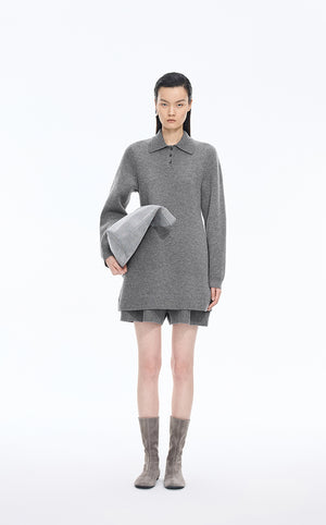 Dress / JNBY Wool-Cashmere Blend Polo Sweater Dress Grey