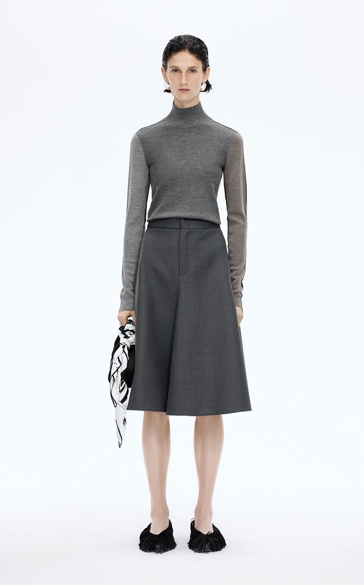 Sweater / JNBY Colorblock Wool Turtleneck Sweater Grey