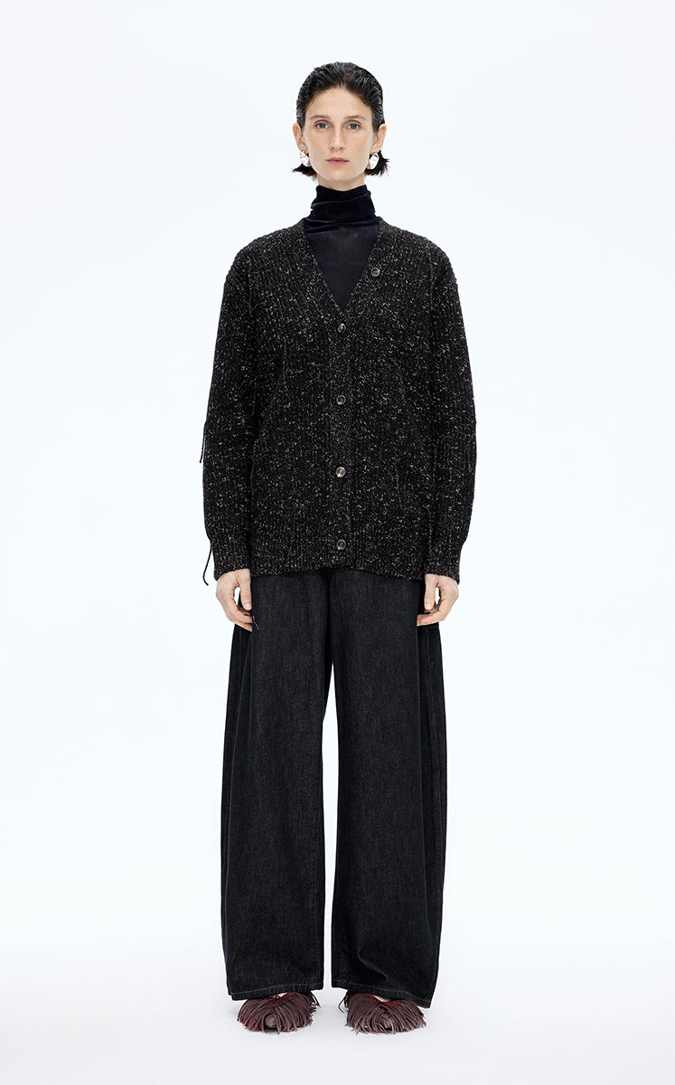 Sweater / (ESG)JNBY O-shape Fringe Wool-blend Long Cardigan Black