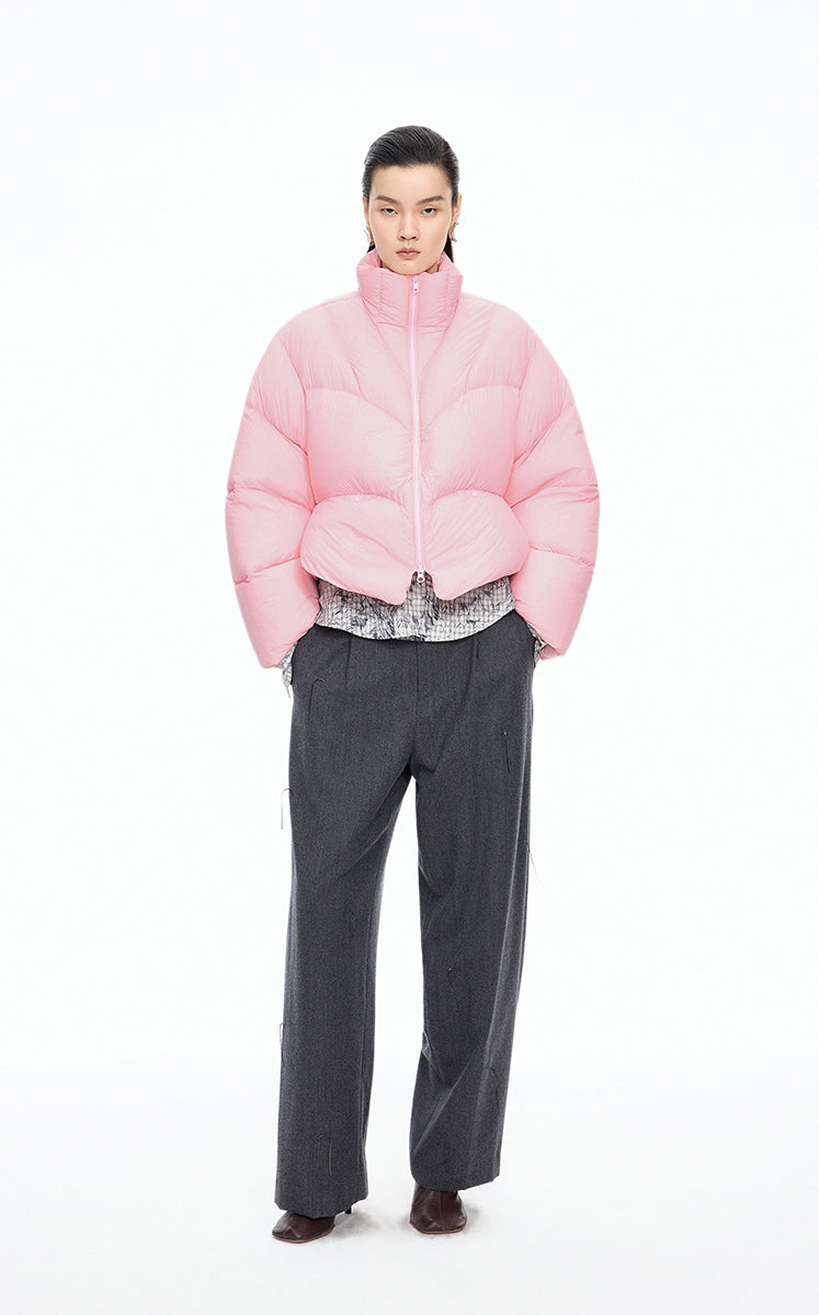 Down Coat / JNBY Oversized O-line Short Down Coat Pink