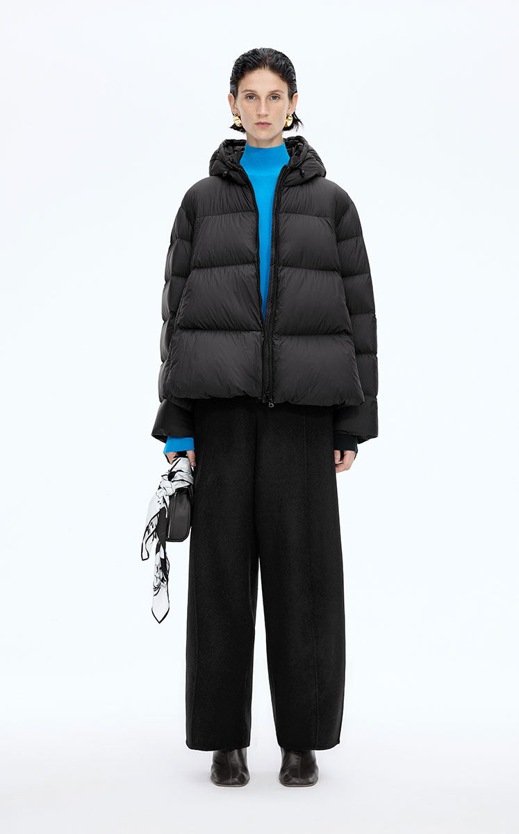 Down Coat / JNBY Oversized Boxy Short Down Coat Black