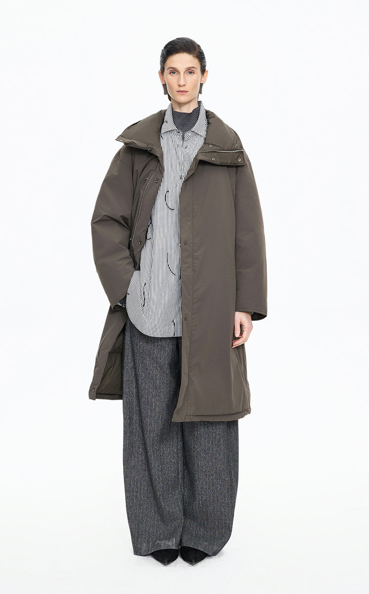 Down Coat / JNBY Reversible Oversized Long Down Coat Green