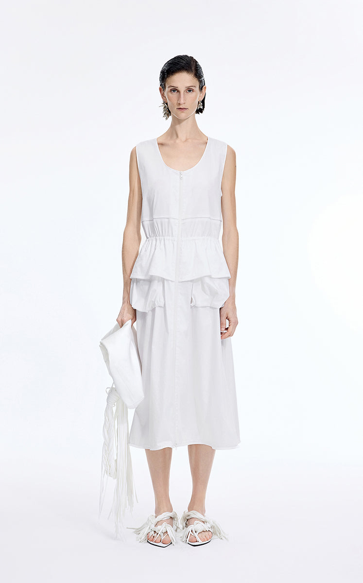 Dress / JNBY Cotton Blend A-Line Sleeveless Dress Ecru