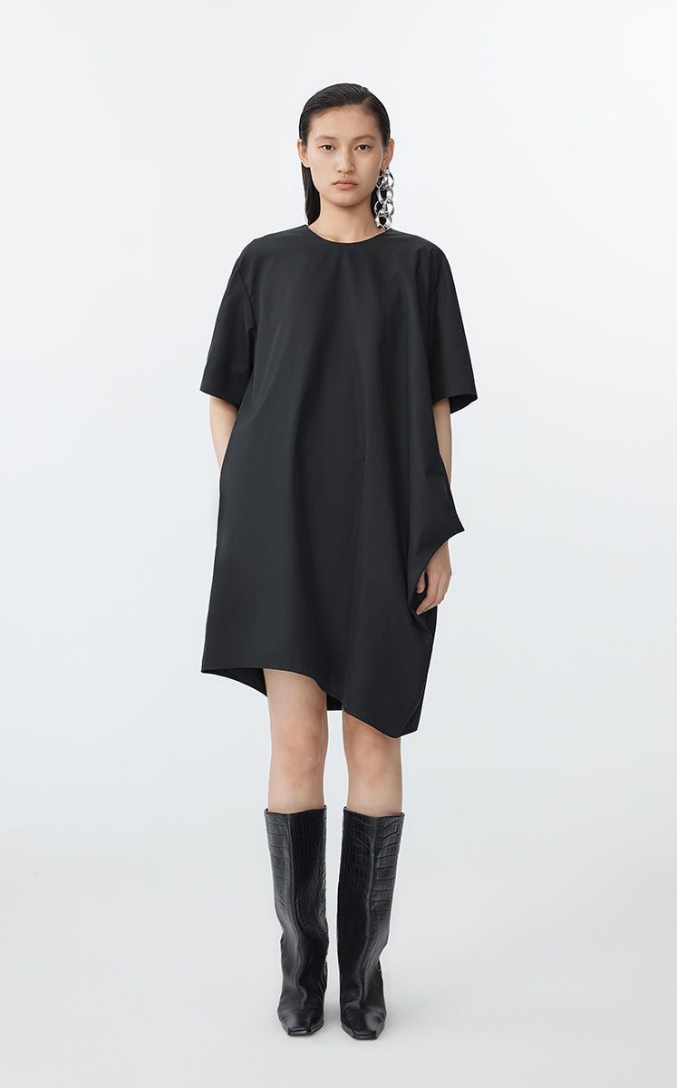 Dress / JNBY Irregular Urban Short Sleeve Dress Black