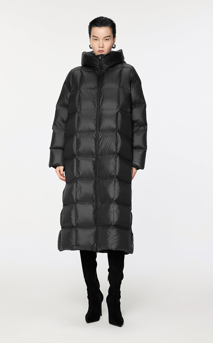 Coat / JNBY Imported Duck Down Boxy Stitching Puffer Black