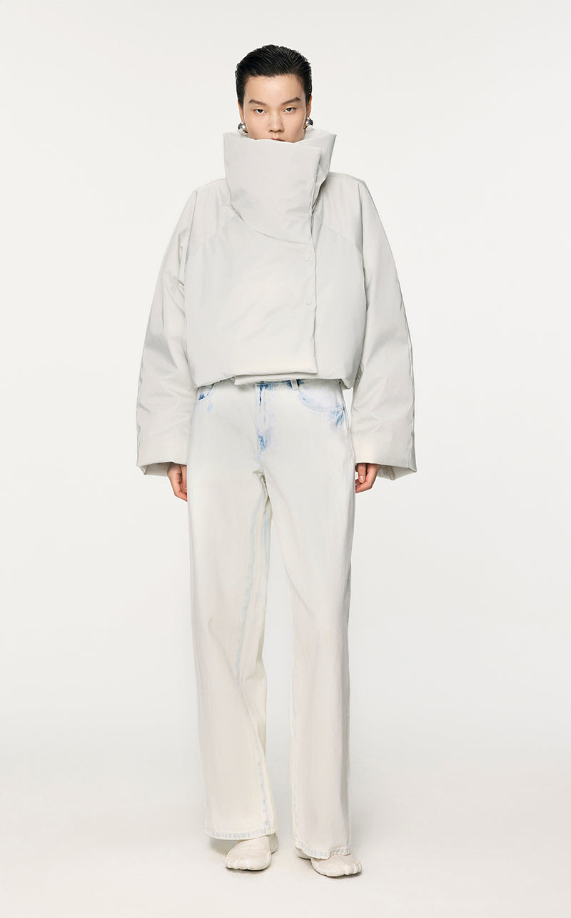 Coat / JNBY Luxe Satin Down Puffer White