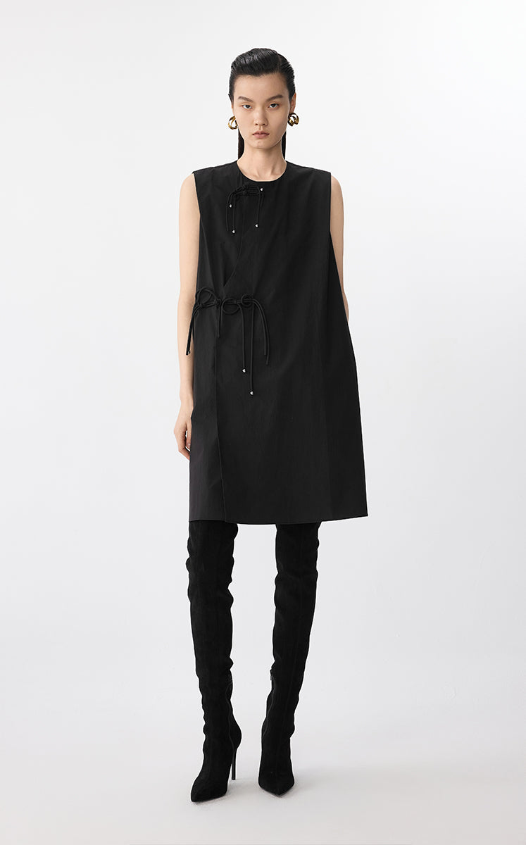 Dress / JNBY Oversized Dress with Chinese Button Closure Black