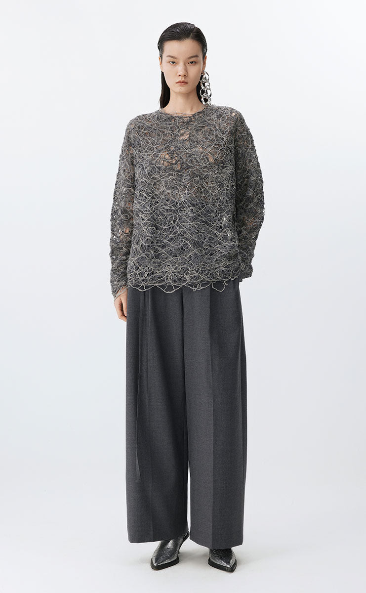 Sweater / JNBY Oversized Textured Knit Sweater Grey
