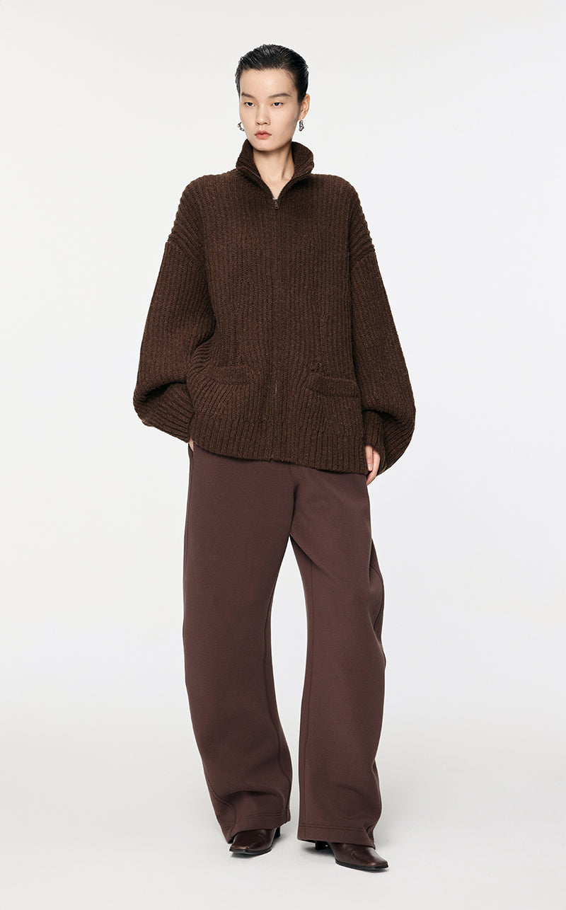 Sweater / JNBY Oversized Short-Cut Wool Sweater Brown