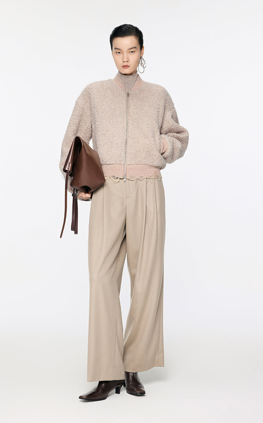 Coat / JNBY Wool-Blend Eco-Friendly Coat Khaki