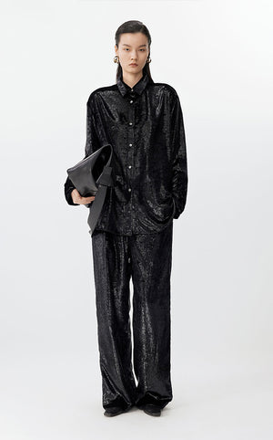Pants / JNBY Straight-Leg Drawstring Trousers black