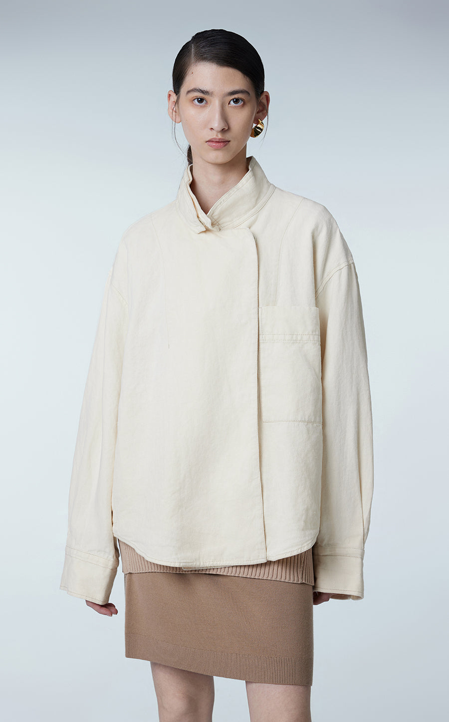 Coat / (ESG) JNBY Oversized Linen Jacket FloralWhite XS