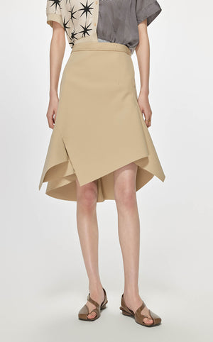 Skirt / JNBY Asymmetric Hem Short Skirt Khaki