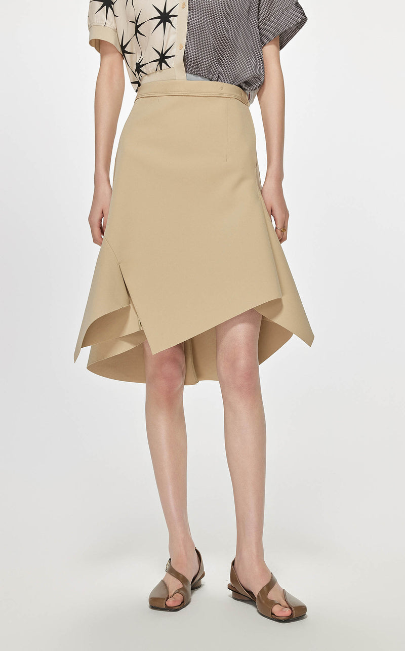 Skirt / JNBY Asymmetric Hem Short Skirt Khaki