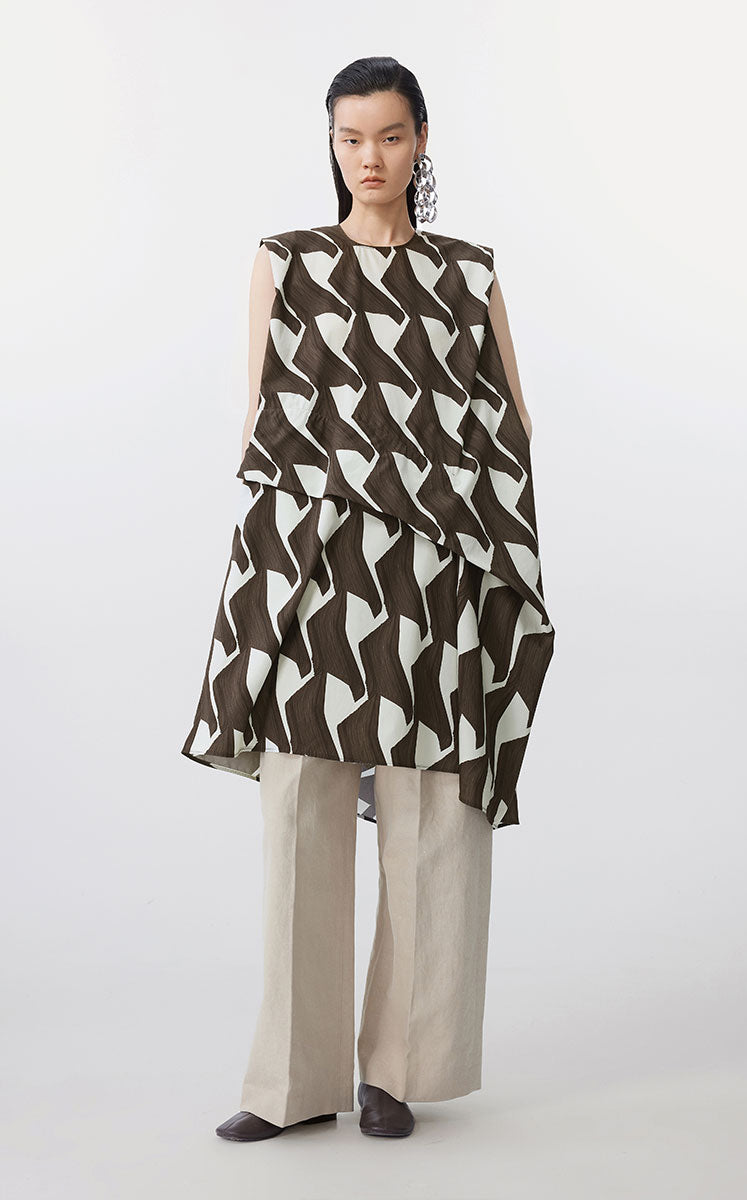 Dress / JNBY Geometric Print Sleeveless Dress Black