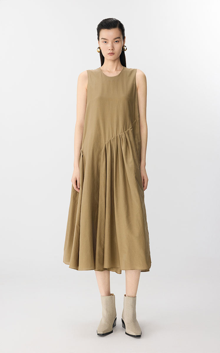 Dress / JNBY Sleeveless A-Line Cotton-Silk Dress Light Brown