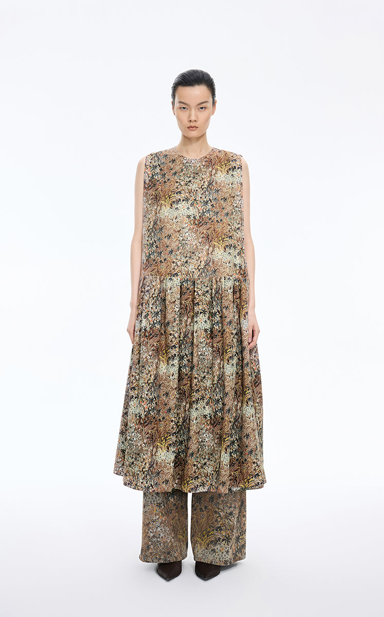 Dress / JNBY Kew Gardens inspired print Sleeveless Cotton Dress Brown
