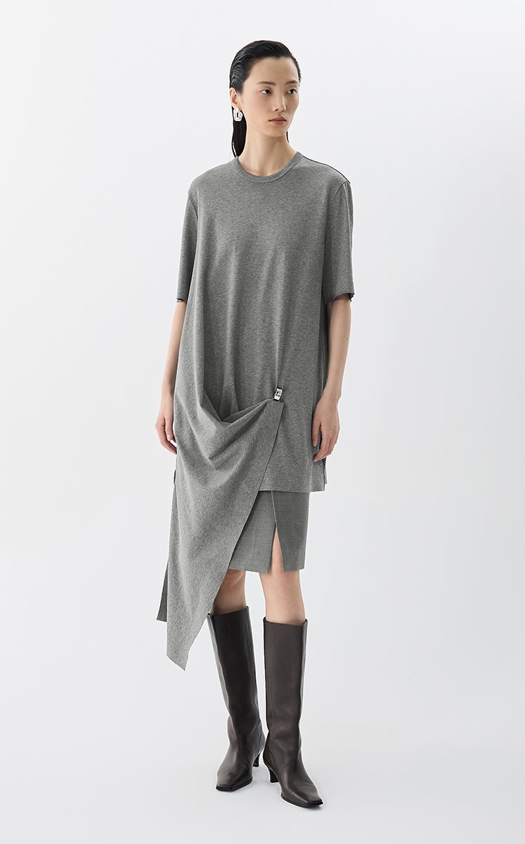 Dress / JNBY A-Line Cotton T-Shirt Dress Grey