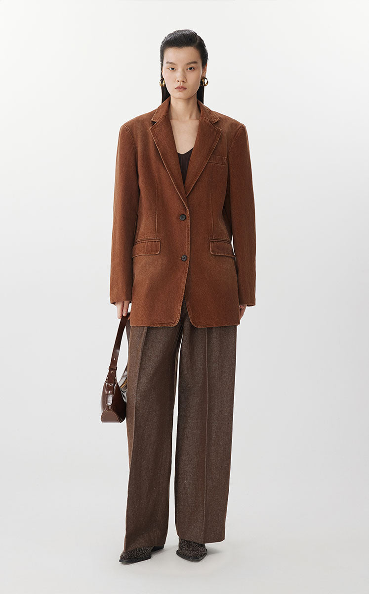 Pants / JNBY Cotton-Linen Wide-Leg Pants Mixed coffee