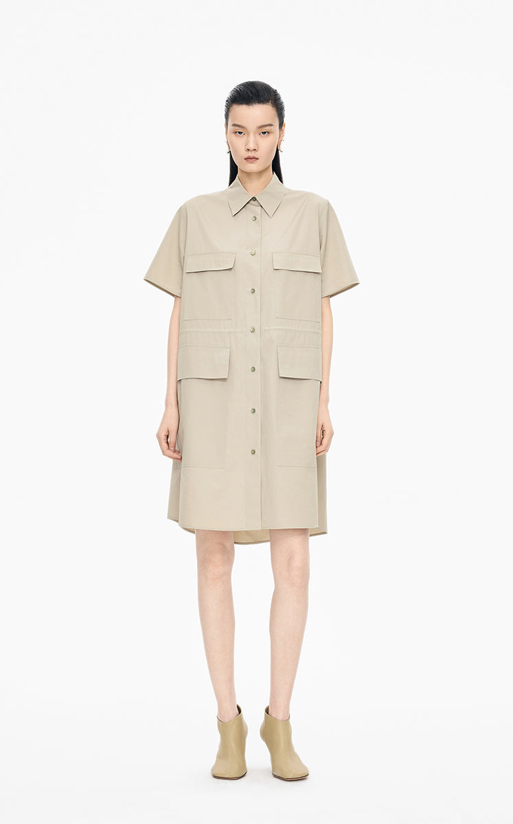 Dress / JNBY Cotton Poplin Short Sleeve Dress grey