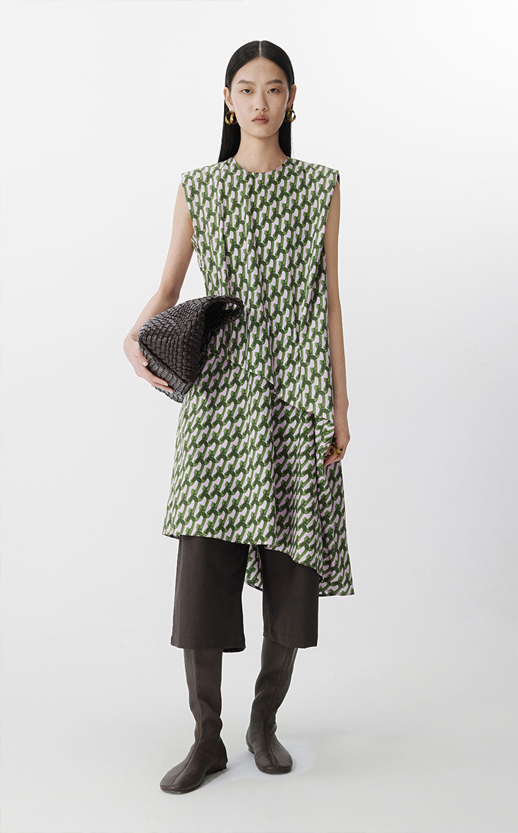 Dress / JNBY Geometric Print Sleeveless Dress Pink Green