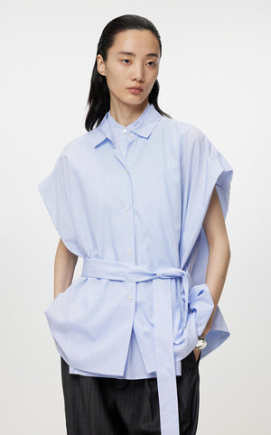 Shirt / JNBY Loose Fit Solid Sleeveless Shirt (100% Cotton) Blue