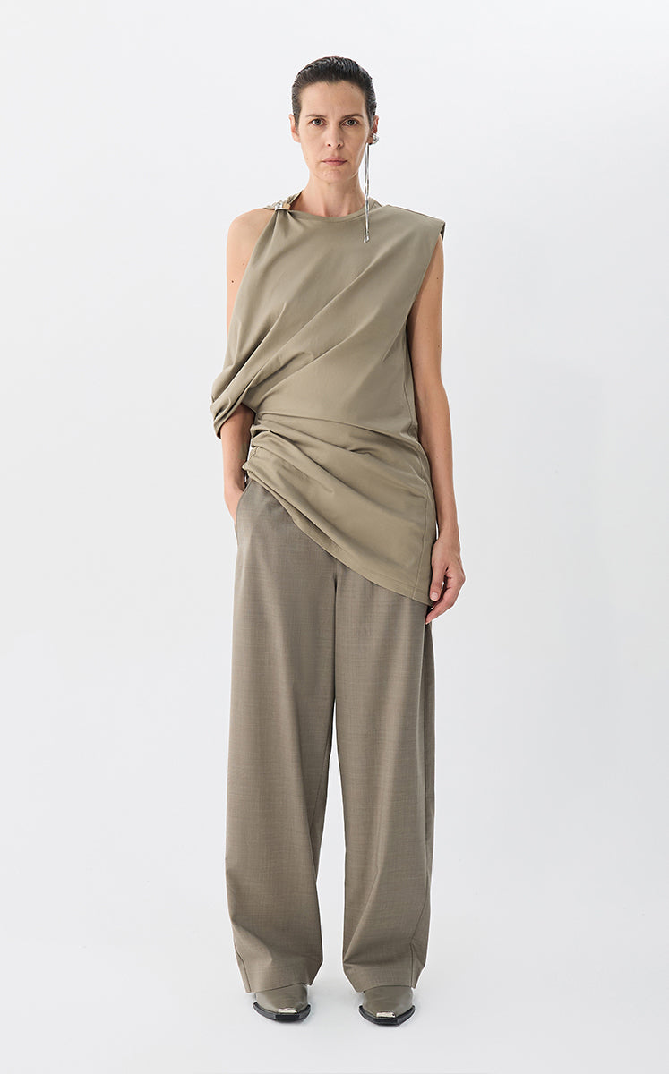 Dress / JNBY Twisted Cotton Sleeveless Dress Brown